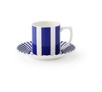 Spode Tasse à espresso Steccato 8 vec soucoupe Ø11 cm Bleu-blanc