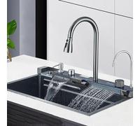 Spoelbak à cascade, modèle : Acier inoxydable 304, une seule cuve profonde, écran numérique, pour cuisine et salle de bain