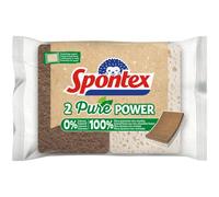 SPONTEX - Eponge grattante végétale - 2 éponges sans colorant - Partie grattante en fibres 100% recy s - Efficaces et durables