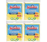 SPONTEX - Carréponge - 4 éponges Plates résistantes et Flexibles - Protection Anti-bactéries (Lot de 4)