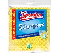 SPONTEX - Carréponge - 5 éponges plates résistantes et flexibles - Protection anti-bactéries - Lot de 3 packs de 5