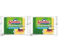 SPONTEX - Eponge Fini Les Rayures ! - 2 Ã‰ponges Grattantes Non-rayantes Vertes (Lot de 2)