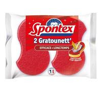 SPONTEX Éponge Gratounett' Efficacité Longue Durée - 2 unités pour un nettoyage facile et rapide - le Lot De 4