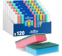 Spontex Éponges à Récurer The Essentials | Pour Vaisselle et Salle de Bain, Texture Abrasive | Lot de 120 (6 x 20)