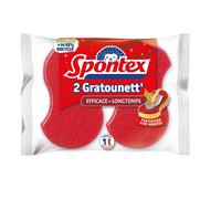 SPONTEX Éponges grattantes traitement anti-graisse absorbantes 2 éponges