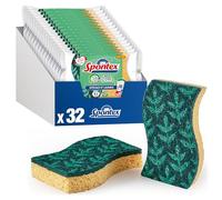 Spontex Éponges Re-Belle | Grattantes en Fibres 100% Recy s, Réutilisables et Lavables Jusqu’à 10 Fois | Lot de 32 (16 x 2)