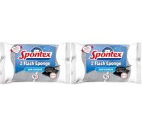 SPONTEX - Flash Eponge - 2 éponges Non-rayantes spéciales plaques et poêles