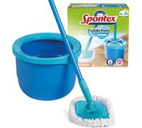 Spontex Full Action Kit Balai Spécial Coins & Seau | Frange en Microfibre Nettoyage, pour Lavage et Essorage | Système Rotatif 360°