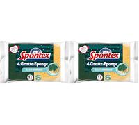 Spontex - Gratte-Eponge Eclats Minéraux - Vaisselle Grattantes Vertes avec Minéraux De Silice - 1 X 4 Ã‰ponges (Lot de 2)