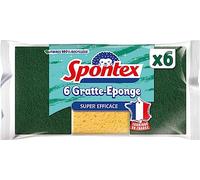 Spontex gratte-Eponge Fibres Recy s grattantes Vertes Résistante, 6 unités
