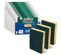 Spontex Gratte-Éponge Longue Durée | pour Vaisselle et Cuisine, 2X Plus Durable, Face Verte Grattante | Lot de 48 (16 x 3)