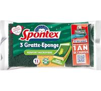 Spontex Éponge gratte-éponge + microfibre, efficace et très résistante – Étui de 3 éponges