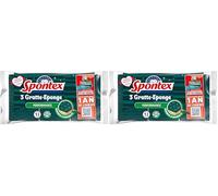 SPONTEX - Gratte-éponge Performance - 3 éponges grattantes Vertes avec Renfort d'efficacité (Lot de 2)