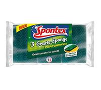 SPONTEX - Gratte-Eponge Performance - 9 éponges grattantes vertes avec renfort d'efficacité - 3 lots de 3 éponges