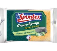 SPONTEX - Gratte-Eponge Secret d'Antan - 6 éponges grattantes vertes avec de la pierre ponce - Lot de 3 packs de 2