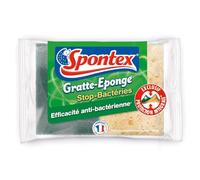 SPONTEX - Gratte-Eponge Stop-Bactéries - 4 éponges grattantes vertes avec traitement anti-bactérien