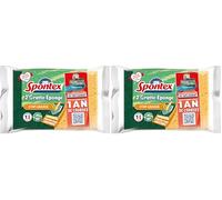 SPONTEX - Gratte-Eponge Stop-Graisse + - 4 éponges grattantes Vertes Protection Anti-Graisse (Lot de 2)