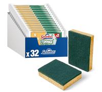 Spontex Gratte-Éponge Très Verte | en Fibres 100% Recy s, Résistantes, pour Vaisselle et Cuisine | Lot de 32 (16 x 2)