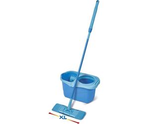 Spontex Kit Balai Plat Express System+ XL avec Seau Essorage Rotatif - Tête XL