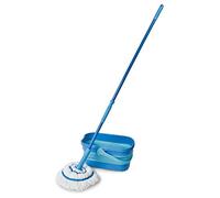 Spontex Kit Balai serpillère & seau ultra-compact Twist Mop - Franges en microfibre avec système d’essorage intégré - Seau rétractable de 10L - Nettoie les sols stratifiés, planchers et carrelages