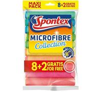 Spontex Lingettes multi-usages en microfibre 8+2 gratuites, 1 paquet, colorés