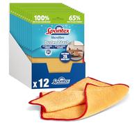 Spontex Lot de 12 Chiffons en Microfibre Doux avec Fibres recy s, réutilisables, Jaunes