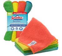 Spontex Lot de 4 Chiffons Multi-usages colorés en Microfibre Textile, 4 pièces, Microfibre