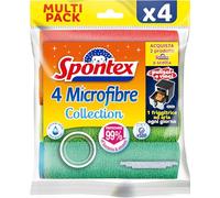 Spontex Lot de 4 Chiffons Multi-usages colorés en Microfibre Textile, 4 pièces, Microfibre