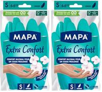 Spontex MAPA - Extra Confort - Gants de Ménage en Latex Doublure Textile 100% Coton - Confortables et Résistants pour un usage prolongé - 1 paire - Taille S (Lot de 2)