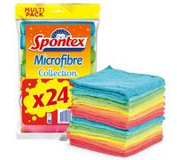 Spontex Microfibre Collection | Microfibres Multi-usages | 24 Chiffons de Nettoyage en Microfibre
