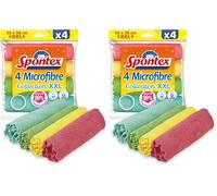 SPONTEX - Microfibre Collection XXL - 4 Microfibres XXL - Multi-Usages - 38 x 36cm - Efficace Juste avec de l'eau - Elimine 99% des bactéries (Lot de 2)