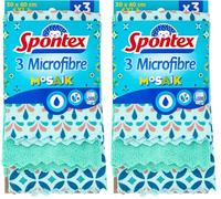 SPONTEX - Microfibres Mosaik - 3 Microfibres - Esthétiques (Lot de 2)