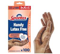 SPONTEX - Protect x100 - Gants Fins Jetables Hypoallergéniques en Vinyle - Recyclables avec TerraCycle - Sans latex - 1 boîte de 100 gants - Taille L