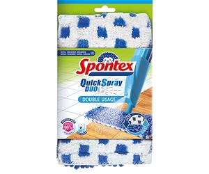 Spontex Recharge Microfibre Double Face Quick Spray Duo | 1 Face pour Dépoussiérer & 1 Face pour Laver le sol sans rayer | Tête Réversible | 1 Recharge