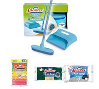 Spontex Starter Kit ménage - Pelle balayette en Caoutchouc Catch & Clean + 8 Microfibres Collection + 6 Gratte-Eponges Aluminum Multi-usages + 2 Flash Eponge Non-rayantes spéciales plaques et poêles