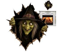 Spooky Halloween Wall Stickers - Breaking Through Wall Horror Decals | Study Room Stickers for Home Apartment Living Room Study Kitchen Haunted House Bar Holiday