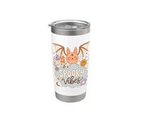 Spooky Vibes Halloween Cute Retro Bat Gobelet isotherme en acier inoxydable double paroi