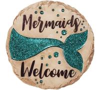 Spoontiques Décoration de Jardin Mermaids Welcome, Pierre décorative sirène pour Jardin