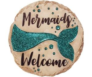 Spoontiques Décoration de Jardin Mermaids Welcome, Pierre décorative sirène pour Jardin