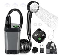 Spopal Camping Douche Portable, [Imperméable] Kit Douche de Camping,Pompe de Douche Électrique Rechargeable,6000mAh, avec Afficheur Intelligent et Pomme de Douche 4 Modes pour Extérieure,Camping