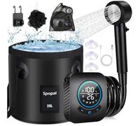 Spopal - Douche portable étanche pour camping,rechargeable 8000mAh, seau pliable 20L, écran intelligent et 5modes de pomme de douche