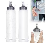 Sporgo Gourde souple pliable : 2 pièces 500 ml gourde sans BPA, anti-fuite, ultra légère, bouteille d'eau pliable pour vélo, randonnée, sports de plein air