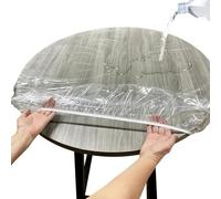 Sporgo Nappe Ronde Transparente Imperméable : Protège Table Ronde 120 à 140 cm - En PVC - Avec Élastique - Pour Extérieur