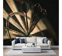 Sport Moderne Papier Peint Panoramique Intissé 450L x 315H cm, Cible de Fléchettes Gaming Sport Fresque Murale Design pour Chambre et Bureau - Vert Noir Papier Peint Panoramique Salle de Jeu Murale
