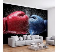 Sport Papier Peint Panoramique 450L x 315H cm, Boxe Sport Rouge et Bleu Gant Fresque Murale Papier Peint - Murale Poster Tableaux pour Salon Chambre à Coucher Salle de Jeu Décoration Intérieure