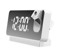 SPORTARC Radio-réveil numérique projecteur projection snooze double réveil radio minuterie USB convertible S282 Horloge numérique électronique silencieuse Blanc