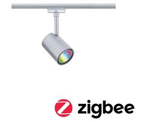 Spot à bande LED Paulmann URail Smart Home Zigbee 3.0 Luxe GU10 4,8 W RGBW+ dimmable 230 V, finition chromée mate
