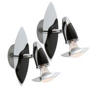 Spot applique murale couloir lampe de lecture salon, acier fer argent noir, 1x douille E14, HxL 20x17 cm, lot de 2