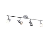 Spot bar 4 spots plafonnier plafonnier LED 4 flammes pivotant, chrome, 4x 5W 400Lm 3000K, LxH 63x14 cm