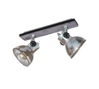Spot BARNSTAPLE E27 2X40W en bois et acier marron patiné et noir 475x90mm